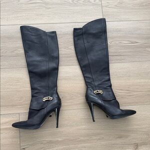Marciano Black Heeled Boots with Gold Accent